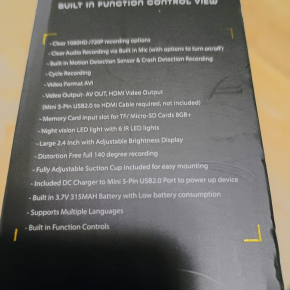 HD Ultra-Slim Dashboard Camera - Black - Picture 6 of 7